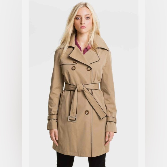 MICHAEL KORS DOUBLE BREAST PIPED TRENCH COAT W HOOD/ DETACHABLE LINER JACKET M - Picture 12 of 12